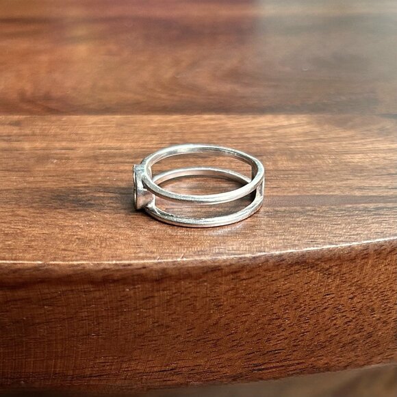 GUCCI Sterling Silver Interlocking G Open Band Ring Size 9 - Picture 6 of 8